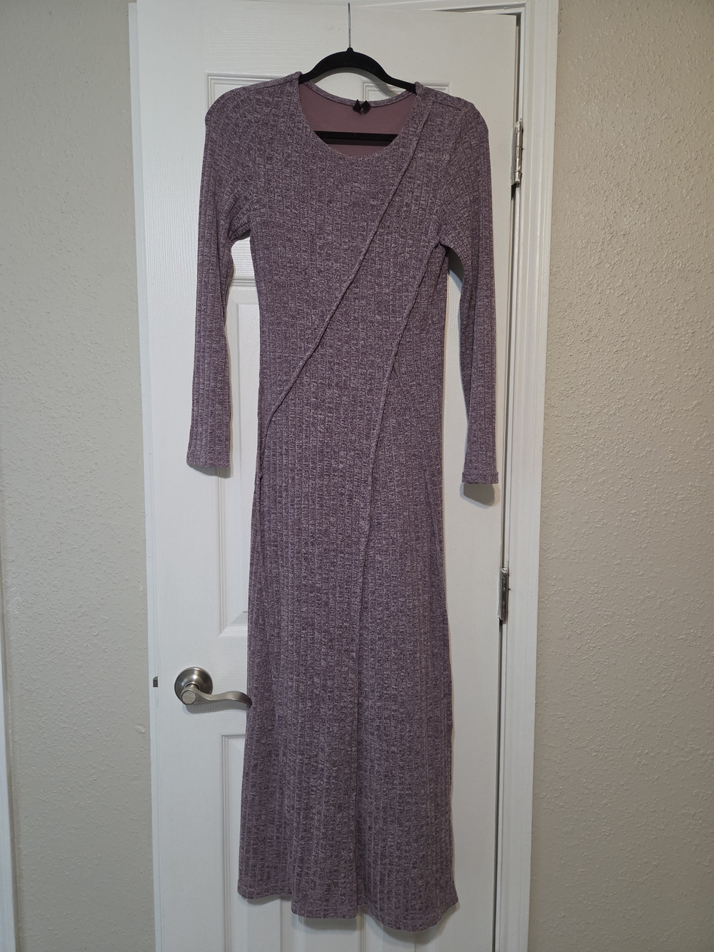 Long Sleeve Knit Maxi Dress in Mauve